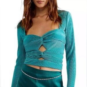 Free People NEW Leah Twist Tube Top Teal Size M NWOT